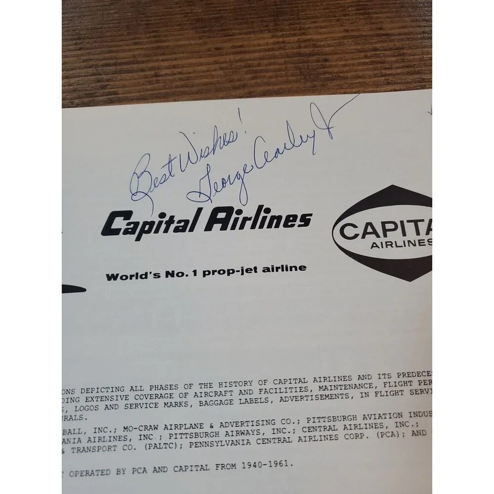 Signed George Cearley - Capital AirLines World's No.1 Prop Jet Airline